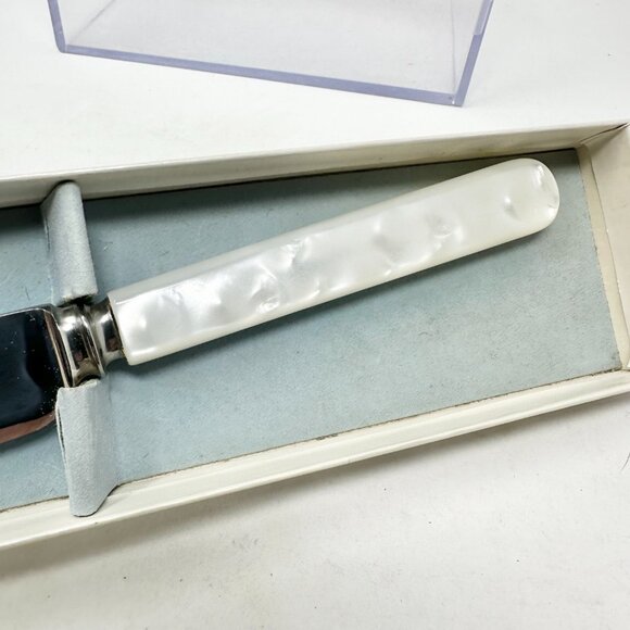 Vintage Pearl Handled Bride’s Cake Knife Sheffield Kirk & Matz Cutlery In Box - Picture 4 of 10